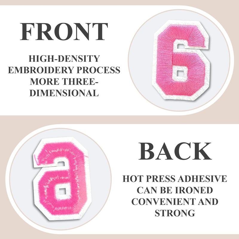 Cazzon Number Iron On Patches, Numbers 0-9 Embroidery Applique Patch, DIY Decorative Heat Press Patches for Clothing Jeans Jackets Backpacks Hats (Pink 50 Pcs) - Image 3